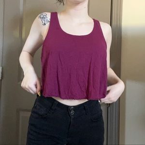 Purple/burgundy loose float crop top tank top